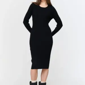 24COLOURS Rib Midi Dress | Black
