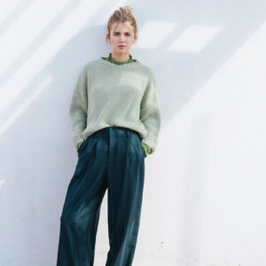 BADILA Pleated Striped Trousers | Petrol
