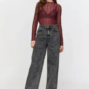 24COLOURS Wide Leg Denim Trousers | Washed Black
