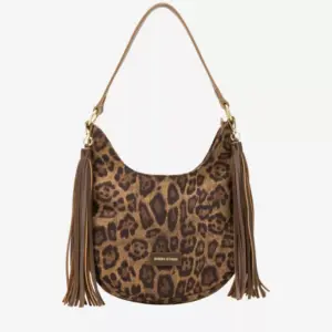 EVERY OTHER Medium Scoop Top Tassle Bag | Leopard