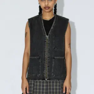 DR DENIM Enver Worker Vest | Aged Black