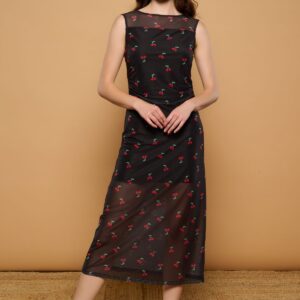 MINUETO Cherry Mesh Dress | Black