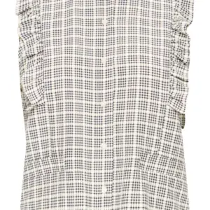 ICHI Viscose Frill Top | Blue