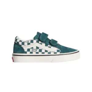 VANS Kids Old Skool Check Geo V Shoes | Dark Green / White