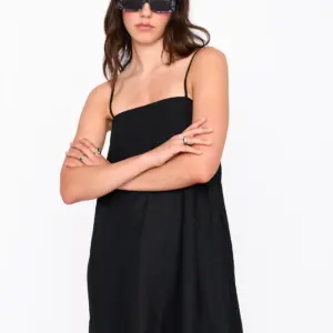 24COLOURS Viscose Linen Mini Dress | Black
