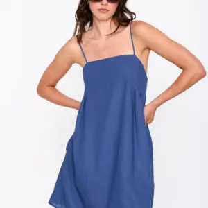24COLOURS Viscose Linen Mini Dress | Blue